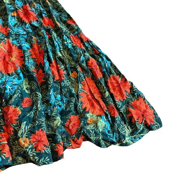 Abel the Label Green Red Strapless Dress Floral Print Maxi Length Size Small - Picture 4 of 10
